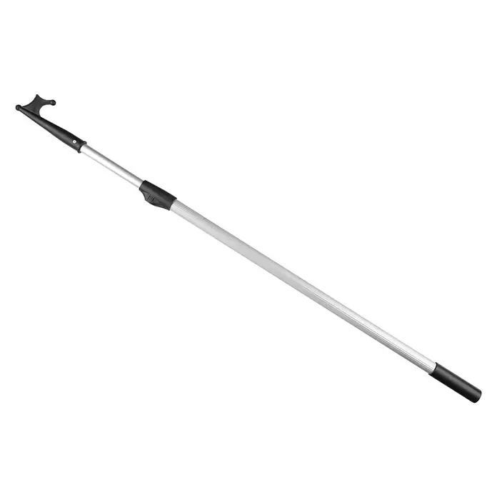Sprenger Bootshaken - Verstellbar: 120 cm - 220 cm, Aluminium, Eloxiert - Eine ausziehbare Stange mit einem Haken am Ende. Ideal zum Erreichen von Gegenständen in der Höhe. Silberne Stange mit schwarzen Griffen.