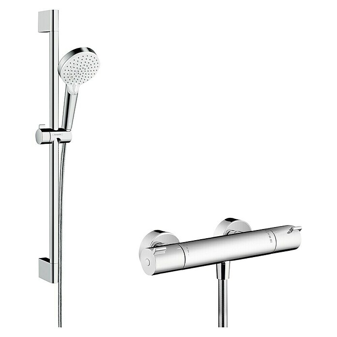 Hansgrohe Crometta Brause-Set Crometta Vario/Ecostat 1001 SL (Mit Thermostatarmatur, Lochabstand: 62,5 cm, Anzahl Funktionen: 2, Chrom)