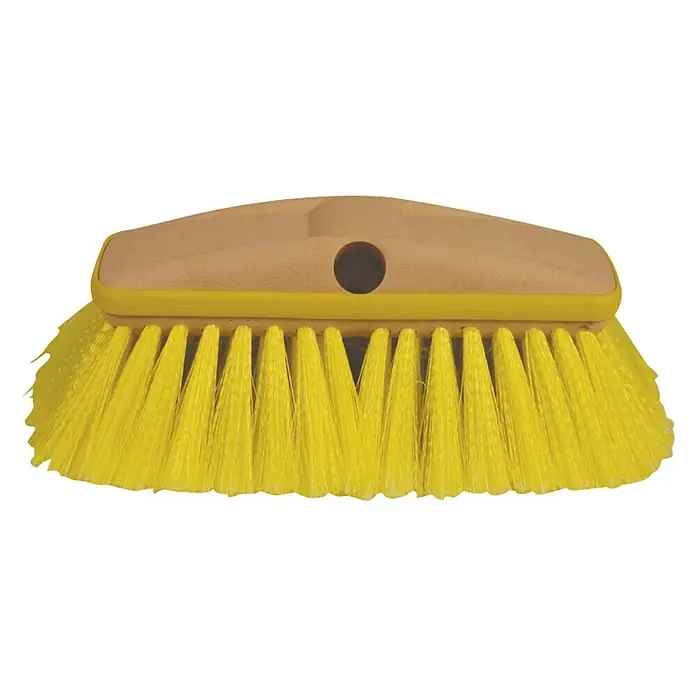 Star brite Waschbürste Deluxe - Breite: 20 cm, Weich, Geeignet für: Extend-A-Brush Stiele - Gelbe Schrubbbürste mit braunem Griff. Das ideale Werkzeug für die Reinigung und Pflege verschiedener Oberflächen.