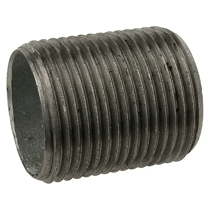 Überschnittnippel Nr. 22 - Außengewinde: ½″, Länge: 25 mm, Verzinkt - Metallnippel mit Gewinde. Das graue Rohrverbinder-Produkt für Sanitär- und Heizungsinstallationen.