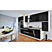 Respekta Premium Küchenzeile GLRP395HWSGKE (Breite: 395 cm, Mit Elektrogeräten, Schwarz Hochglanz)