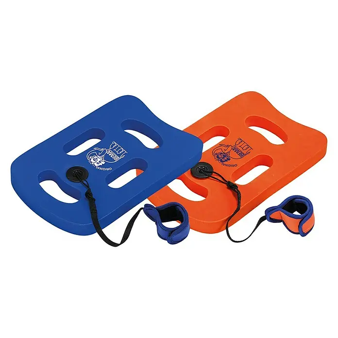Bema Schwimmhilfe Surfer - 35 x 22 cm - Zwei Schwimmbretter in Blau und Orange mit Armbändern, ideal für Schwimmtraining und Wassergymnastik.