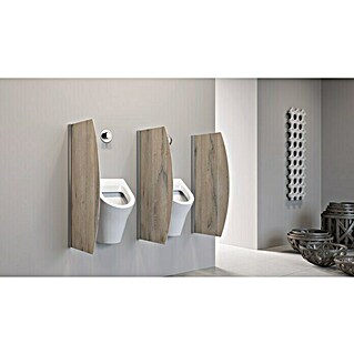 GEO Urinal-Trennwand Radius 10 (50 x 90 cm, Aluminium, Dekor: Eiche gekalkt)