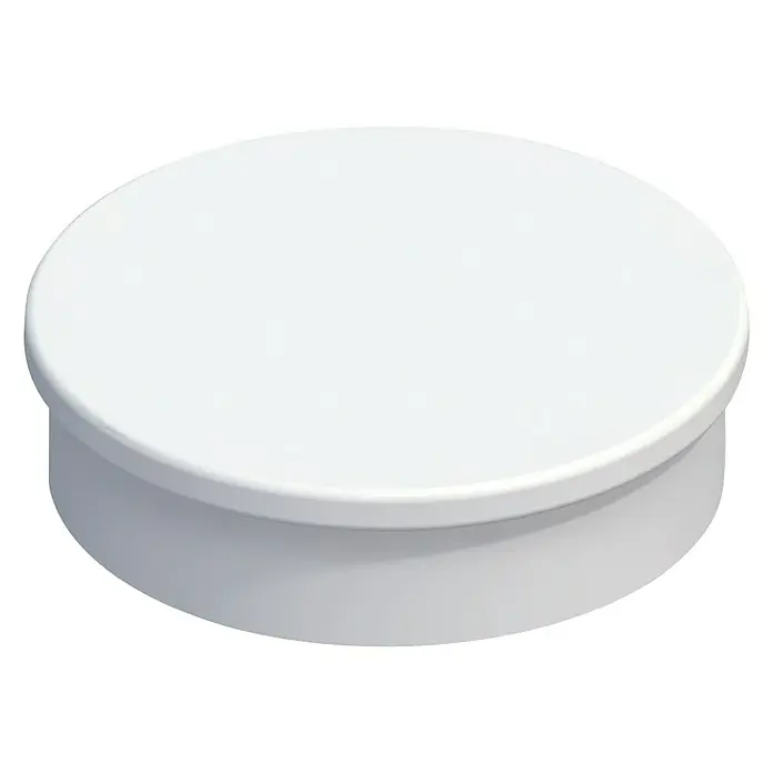 Kantoflex Magnet - Durchmesser: 30 mm - Nahaufnahme eines runden, weißen Podests, ideal für die Produktpräsentation oder Ausstellungen. Seine schlichte Form lenkt nicht ab.