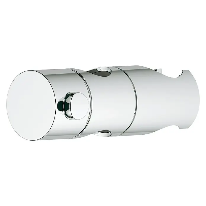 Grohe Konusgleiter Vitalio Universal - Kunststoff, Chrom - Nahaufnahme einer verchromten Duschstangenhalterung, die eine elegante und funktionale Badezimmerlösung darstellt.