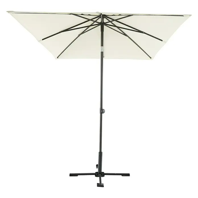 Sunfun Marktschirm Livorno - Natur, Bespannungsmaß (L x B): 200 x 250 cm - Rechteckiger Sonnenschirm mit cremefarbener Bespannung und schwarzem Metallgestell für den Garten oder die Terrasse.
