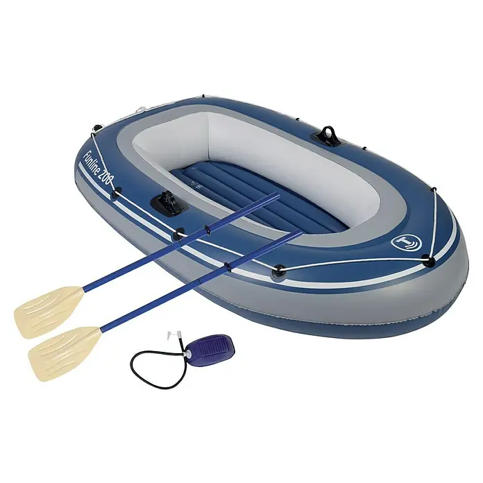 Talamex Schlauchboot Funline 200 - 200 x 125 cm, Geeignet für: 2 Personen, Nutzlast: 120 kg - Aufblasbares Schlauchboot "Funline 200" mit Paddeln und Luftpumpe für Freizeitaktivitäten auf dem Wasser.
