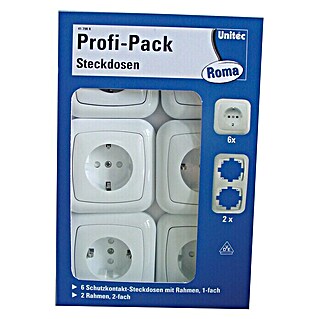 UniTEC Steckdose Profi-Pack Set Roma (Ultraweiß, Kunststoff, Unterputz, 8 Stk.)