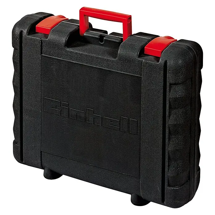 Einhell Taladro percutor TE-ID 650 E - 650 W, 3.000 r.p.m., Número máx. de impactos: 48.000 /min - Maletín de herramientas Einhell negro con asa roja y cierres rojos. Ideal para guardar y transportar herramientas.