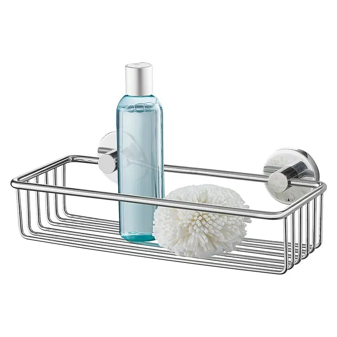 Zack Scala Duschkorb - 9,3 x 31 x 15,2 cm, Edelstahl, Glänzend - Dieser elegante Duschkorb bietet stilvollen Stauraum für Duschutensilien wie Shampoo und einen Badeschwamm. Gefertigt aus hochwertigem, glänzendem Chrom.