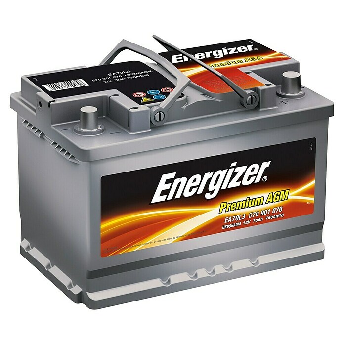 Energizer Autobatterie Premium AGM (Kapazität: 70 Ah, 12 V)