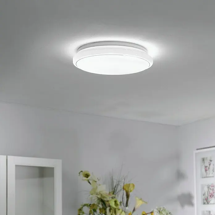 Just Light LED-Deckenleuchte rund Jupiter - 40 W, Weiß, Tageslichtweiß, Durchmesser: 600 mm - Helle LED-Deckenleuchte mit schlichtem Design und gleichmäßiger Ausleuchtung für moderne Innenräume. Ideal für Wohn- und Schlafräume.