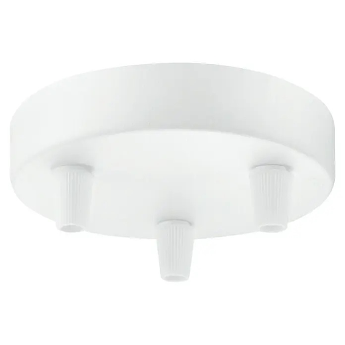 Home Sweet Home Lampenbaldachin - 3-fach, Weiß, Metall, 12 cm - Nahaufnahme einer weißen Deckenleuchte mit drei Armen, die eine minimalistische Ästhetik und Funktionalität für moderne Wohnräume bietet.