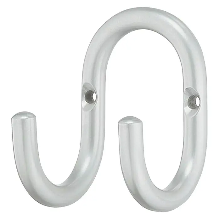 Häfele Gancho para colgar - Equipamiento: 2 ganchos, Distancia entre orificios: 50 mm, Acero inoxidable - Un gancho de pared doble de metal, perfecto para guardar chaquetas o toallas. Construcción sólida para el uso diario.