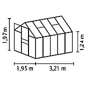Vitavia Gewächshaus (3,21 x 1,95 x 1,97 m, Farbe: Aluminium, Einscheibensicherheitsglas (ESG), 3 mm)