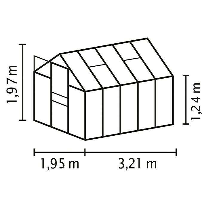 Vitavia Gewächshaus Venus 62003,21 x 1,95 x 1,97 m, Farbe: Silbergrau, Polycarbonat, 4 mm Unknown