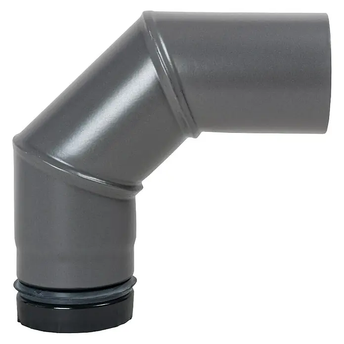 Pellet-RohrbogenDurchmesser: 80 mm, Bogenwinkel: 90 °, Emailliert, Gussgrau