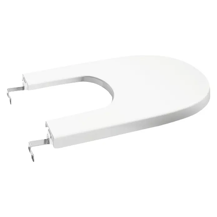 Roca Meridian-N Tapa de bidé Compact con caída amortiguada - Blanco, Plástico termoendurecido - Un asiento de inodoro blanco en forma de U con fijaciones metálicas plateadas para fácil instalación.