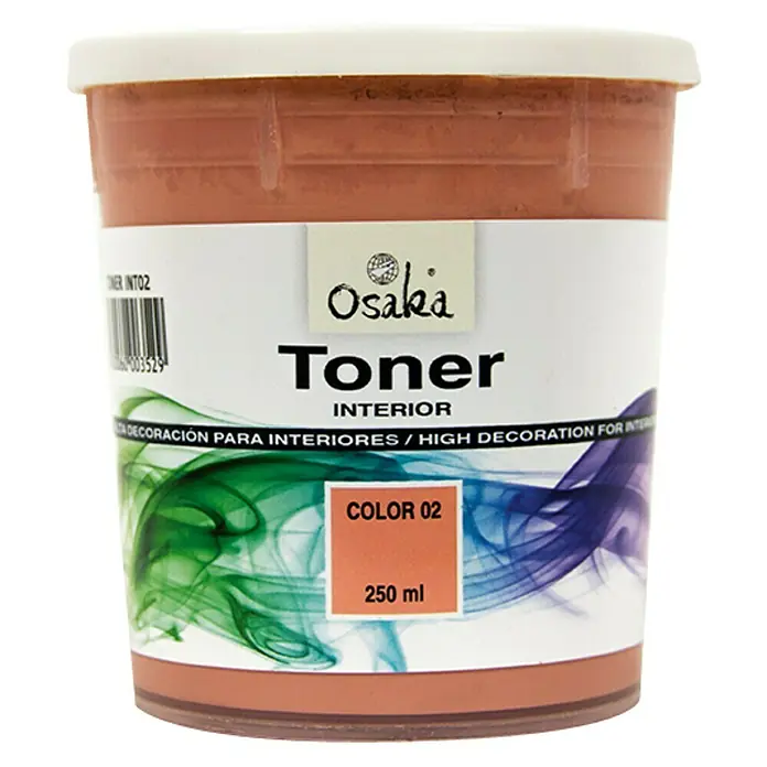 Osaka Colorante Toner - Rojo salmón, 250 ml - Imagen de un cubo de pintura Osaka Toner Interior en color 02 con 250 ml de contenido para decoración interior de alta calidad.