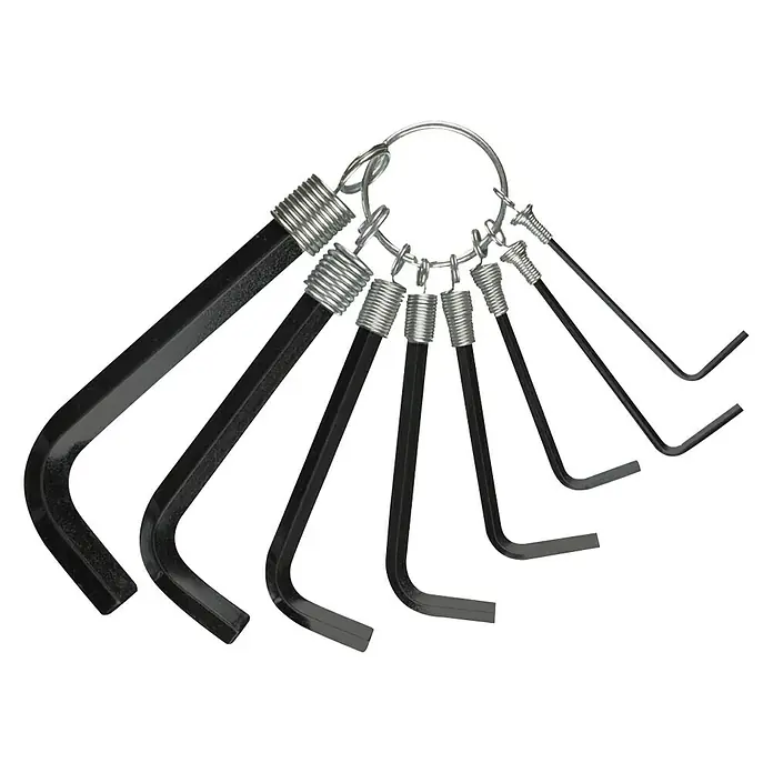 Connex Set de llaves Allen - 8 pzs., Ancho de llave: 2 mm - 10 mm - Un juego de llaves Allen negras en un anillo, perfecto para los aficionados al bricolaje y los profesionales, que ofrece una gama de tamaños para cada tarea.