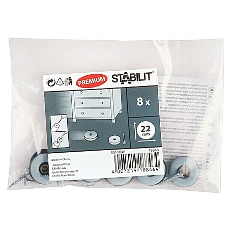 Stabilit Möbelgleiter Easy-Glider (Durchmesser: 22 mm, Mit Schraube, 8 Stk.)