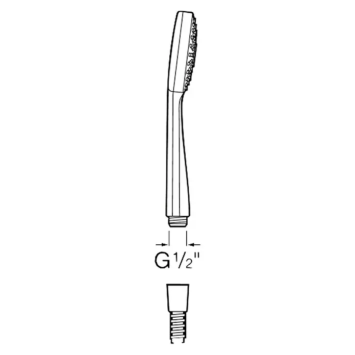 Roca Teleducha Stella 100-1 - Número de funciones: 1 ud., Cromo - Ilustración de una ducha de mano con conexión G 1/2", dibujo técnico.