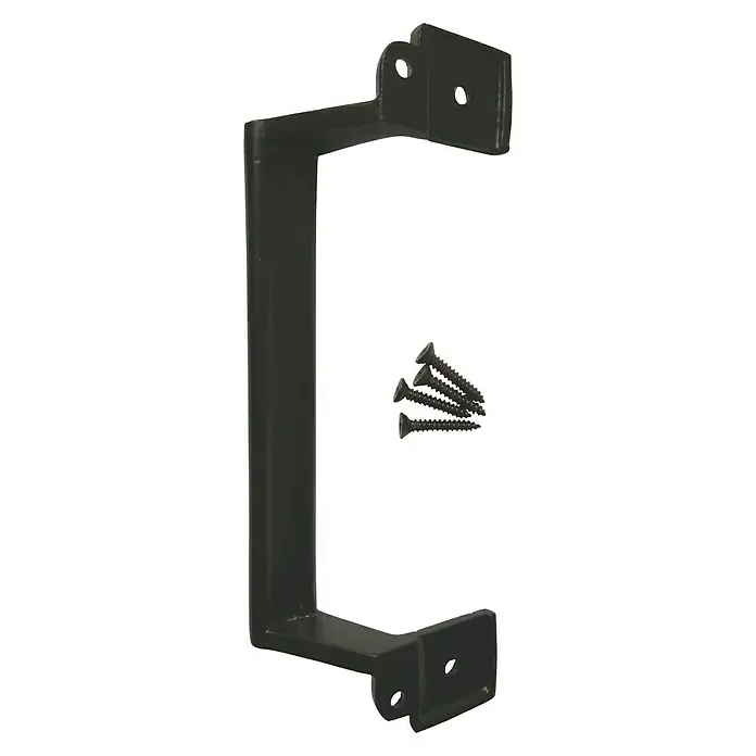 Manillón Asa - Distancia entre orificios: 128 mm, Negro - Aquí hay un tirador de puerta negro con tornillos para una fácil instalación, perfecto para puertas rústicas o modernas.