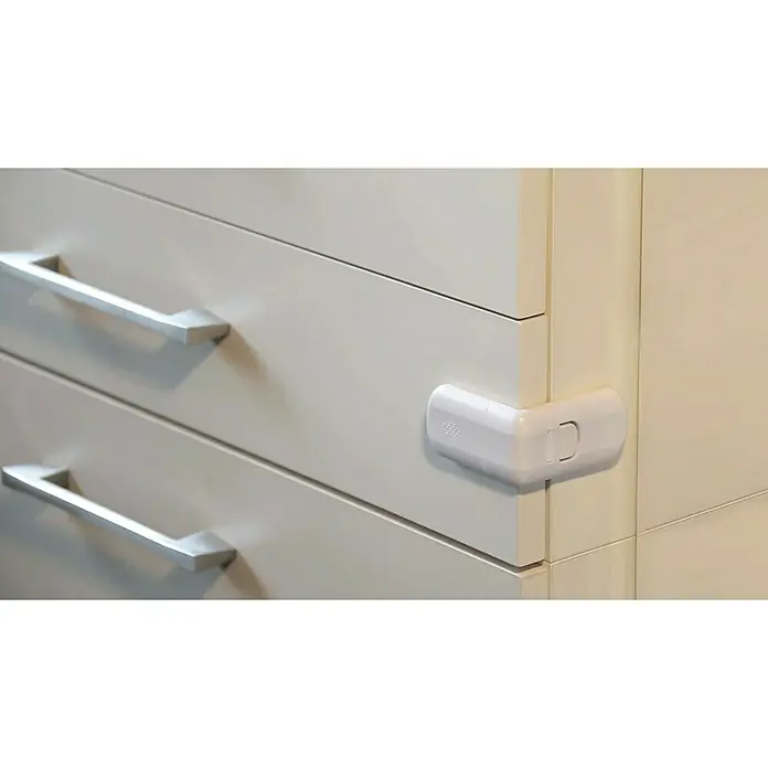 Arregui Sistema de bloqueo para cajones A-1044000 - Blanco, 1 ud. - Protector de esquina en el mueble. El protector de esquina blanco evita bordes afilados y golpes en muebles y es ideal para niños.