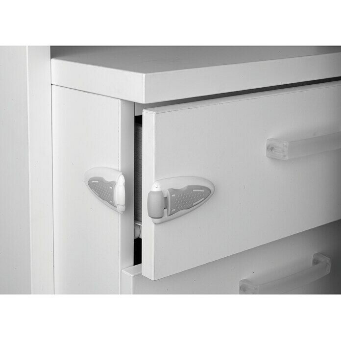 Inofix Cierre para muebles 5104-2- (Blanco/gris, Tipo de montaje: Pegado)
