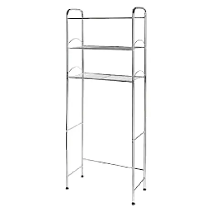 Bath Stage Estantería de baño - Cromo, 60,5 x 25 x 154,5 cm - Estantería sobre el inodoro con tres estantes para organizar los elementos esenciales del baño y maximizar el espacio de almacenamiento.