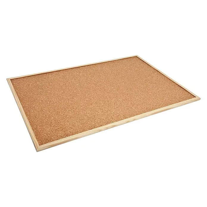 Corcho para notas con marco - 90 x 60 cm, Madera, Marrón, aspecto de madera - Tablero de corcho con marco de madera, perfecto para notas y recordatorios.