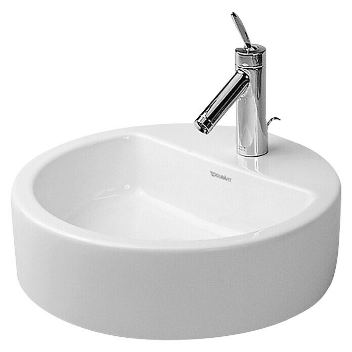 Duravit Starck 1 WaschschaleDurchmesser: 48 cm, Ohne Spezialglasur, Hahnloch: Mitte, Mit Überlauf, Weiß Front View