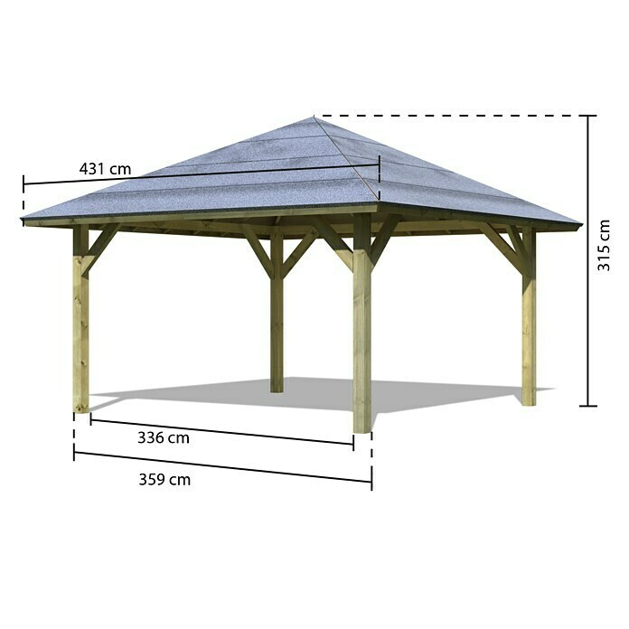 Karibu Pavillon Holm 1 (431 x 431 cm, Schiefergrau, Natur)