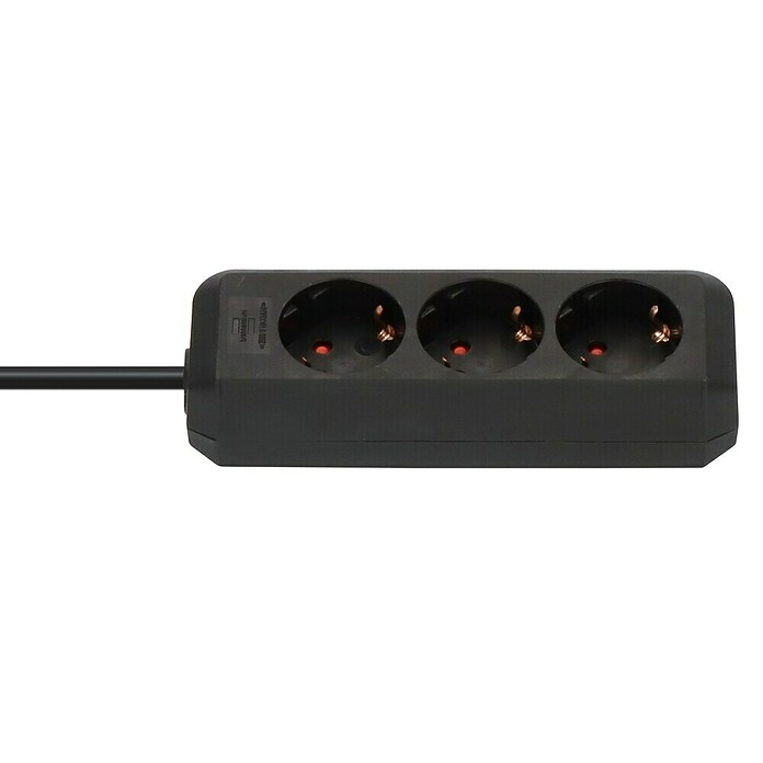 Brennenstuhl Eco-Line Stekkerdoos (Zwart, Kabellengte: 1,5 m, IP20, Zonder schakelaar) | BAUHAUS