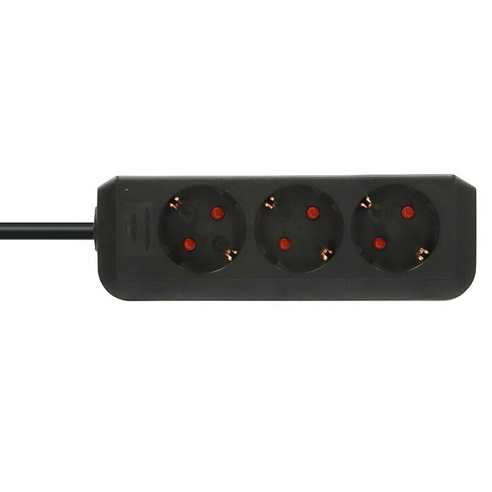 Brennenstuhl Eco-Line Stekkerdoos (Zwart, Kabellengte: 1,5 m, IP20, Zonder schakelaar) | BAUHAUS