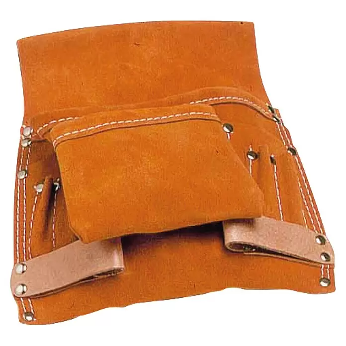 Mondelin Werkzeugtasche - Braun, Leder - Braune Leder-Werkzeugtasche mit mehreren Fächern und Schlaufen für Werkzeuge.