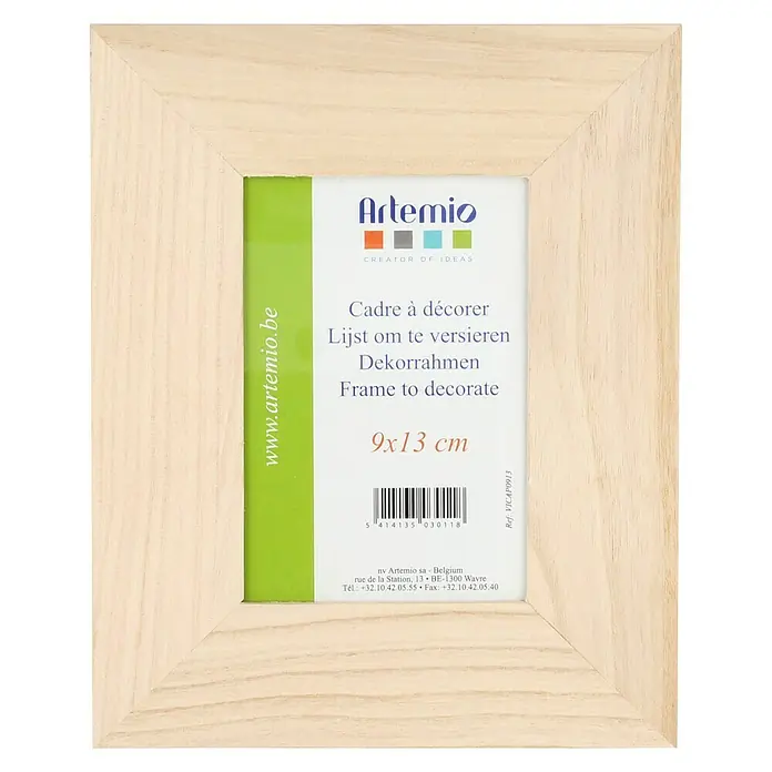 Artemio Marco para fotos - Marrón, 17 x 21 cm, Madera - Un marco de fotos de madera sin tratar, ideal para decorar, de 9x13 cm, perfecto para mostrar fotos y obras de arte personales.