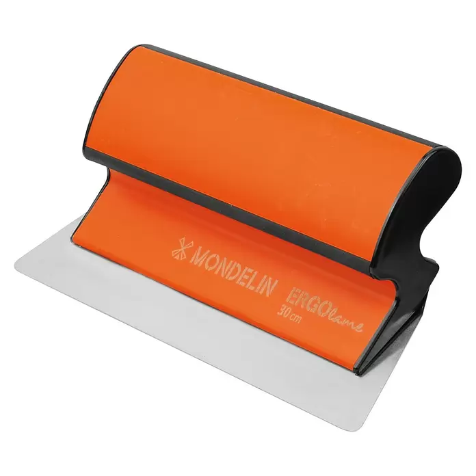 Mondelin Feinspachtel - Klingenlänge: 150 mm - Orange-schwarze Mondelin Ergolame Glättkelle mit 30 cm breiter Metallklinge.
