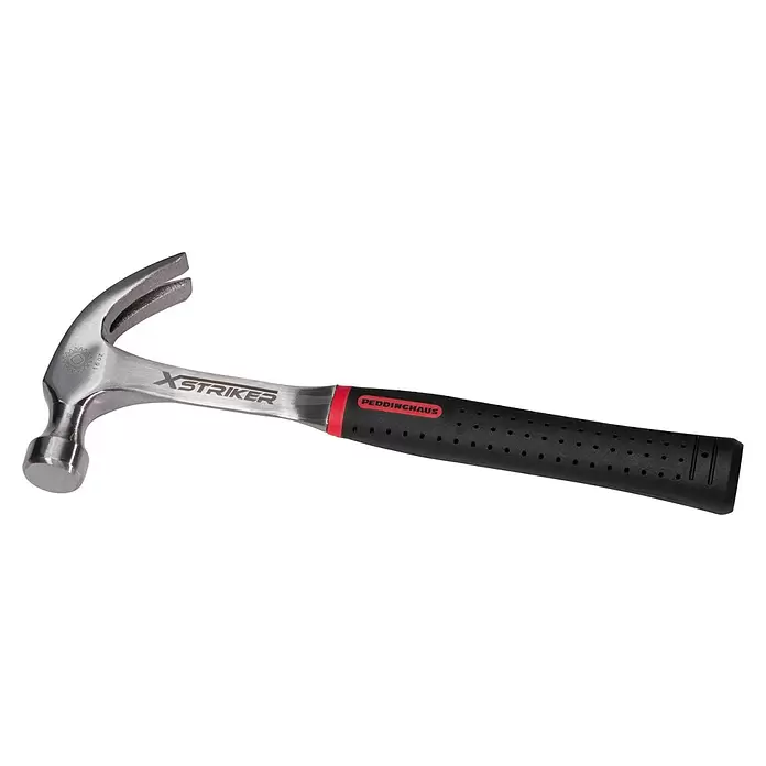 Peddinghaus Klauenhammer Xstriker - 450 g, Stahl - Silberner XSTRIKER Klauenhammer mit schwarzem Peddinghaus-Griff und roten Akzenten. 16 oz Kopf.