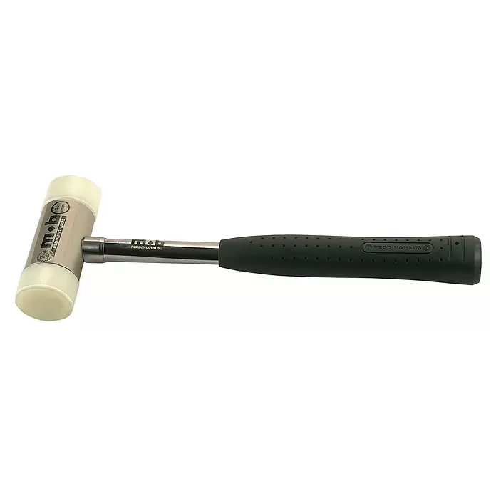 Peddinghaus Schonhammer - 500 g, Stahlrohr, Durchmesser Kopf: 30 mm - Peddinghaus mab Schonhammer, 35mm, mit hellbeigen Köpfen, Metallschaft und schwarzem ergonomischem Griff.