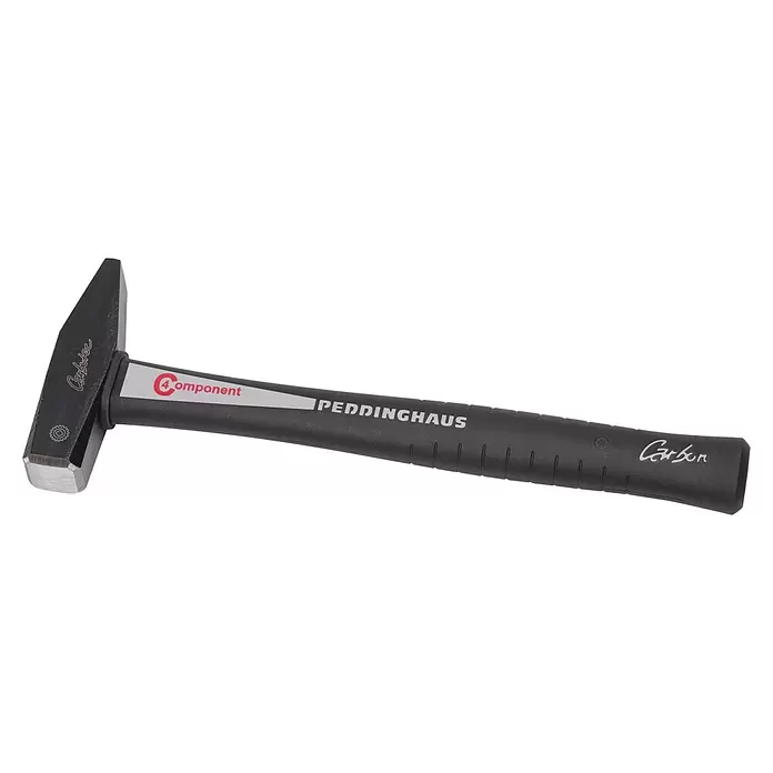 Peddinghaus Schlosserhammer - Gewicht Kopf: 1.500 g, Material Stiel: Kunststoff, Schwarz - Schwarzer Karbonstahlhammer mit flacher Schlagfläche, spitzem Ende und ergonomischem schwarzem Griff.