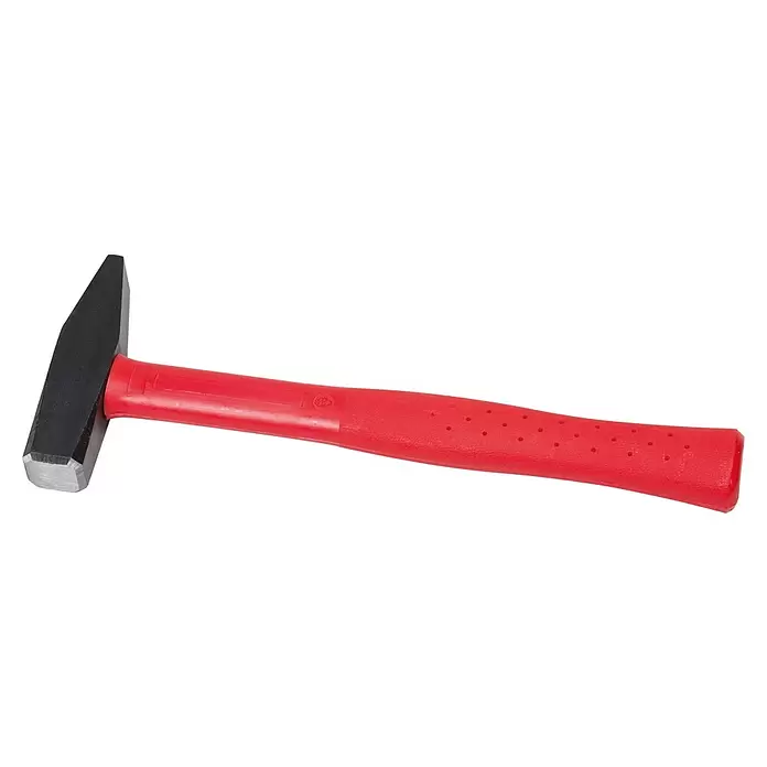 Peddinghaus Schlosserhammer - Gewicht Kopf: 1.000 g, Material Stiel: Kunststoff, Rot - Hammer mit schwarzem Metallkopf und rotem, texturiertem Griff.