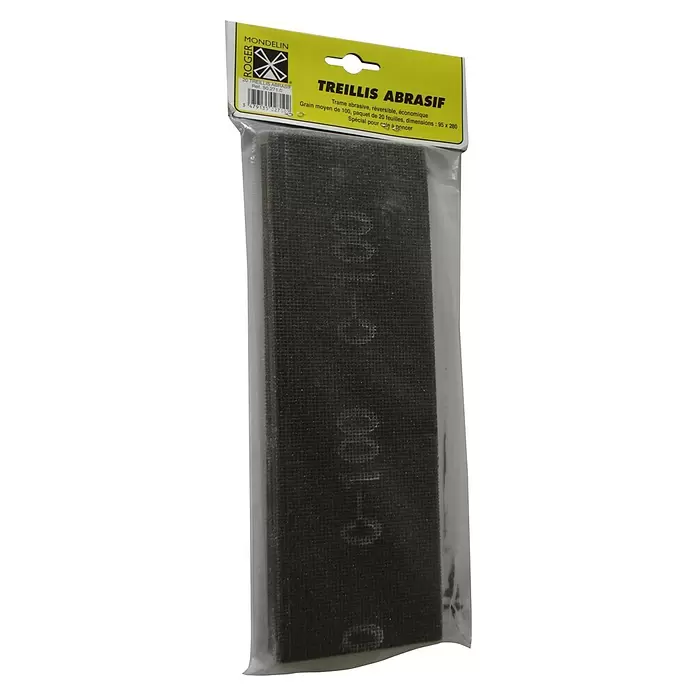 Mondelin Schleifgitter-Set - 280 x 93 mm, Körnung: 60 - Packung mit 20 dunkelgrauen Schleifgitterblättern, Körnung 100, 95x280mm, für Schleifklötze.