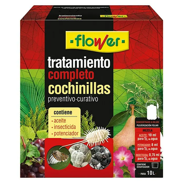 Flower Protección contra cochinillas y chinches tratamiento completo - 3 ud. - Imagen del producto de un tratamiento Flower para cochinillas, un conjunto completo para la prevención y el tratamiento de cochinillas.
