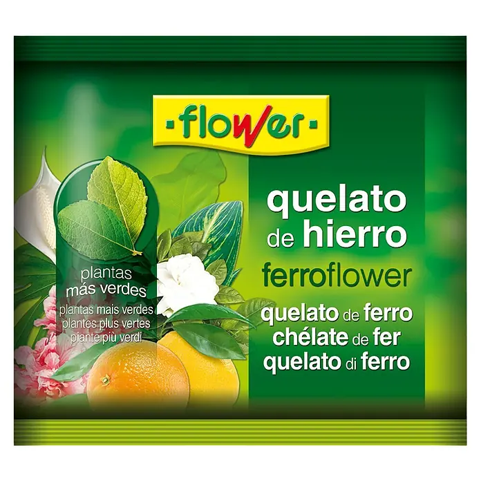 Flower Concentrado Ferrotrene - 50 g - Imagen del producto del quelato de hierro Flower, utilizado para promover plantas verdes y sanas.