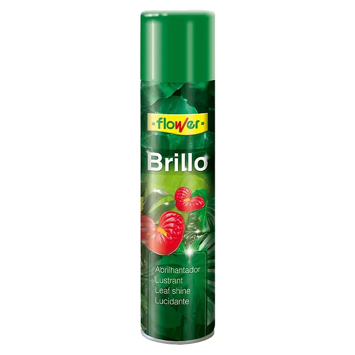 Flower Abrillantador foliar - 800 ml - La imagen muestra un spray abrillantador de hojas "Flower Brillo", un producto para hojas de plantas brillantes.