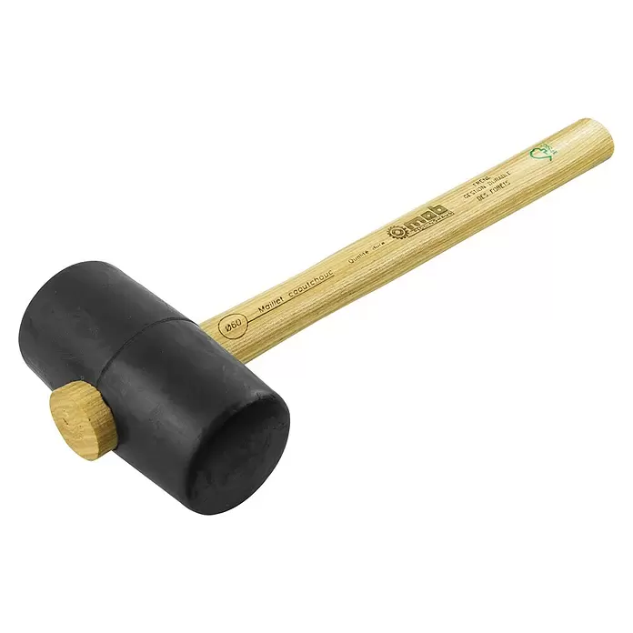Mob Gummihammer Hart - Eschenholz, Durchmesser Kopf: 60 mm, 550 g - Schwarzer Gummihammer mit Holzstiel (Ø60) für schonende Schläge.