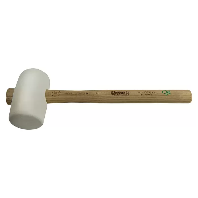 Mob Gummihammer Hart - Eschenholz, Durchmesser Kopf: 65 mm, 500 g - Weißer Gummihammer mit Naturholzgriff, geeignet für empfindliche Arbeiten wie Fliesenverlegung.