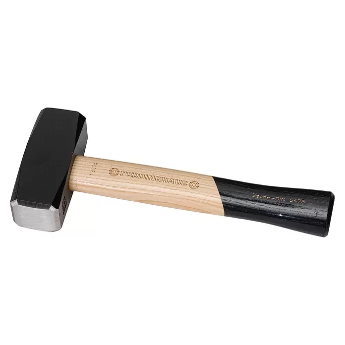 Peddinghaus Fäustel - Gewicht Kopf: 1.000 g, Material Stiel: Holz - Schwarzer Vorschlaghammer, 1500g, mit hellem Eschenholzstiel, dunklem Griff und Peddinghaus-Branding.