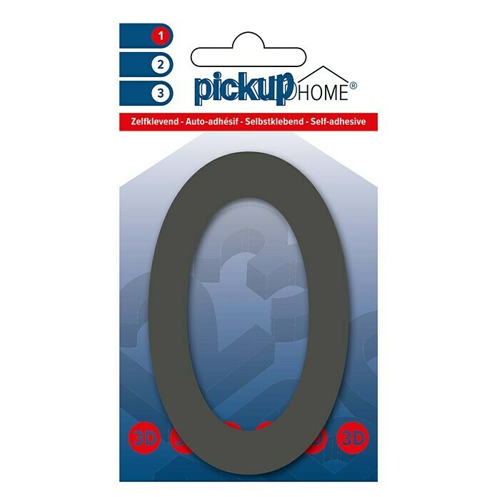 Pickup 3D Home Hausnummer Rio (Höhe: 10 cm, Motiv: 0, Grau, Kunststoff, Selbstklebend)